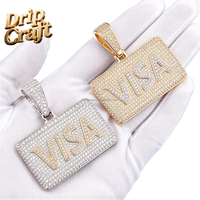 Collier pendentif en forme de carte VISA Hip Hop, bijoux tendance Hip Hop en cuivre avec zircon pour hommes et femmes
