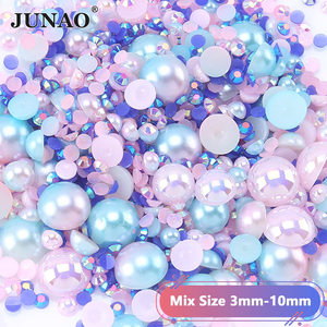 ไข่มุกจูนาโอ ขนาด<span class=keywords><strong>ผสม</strong></span> 3-10 มม. สีลูกกวาด ไข่มุกหลังแบน อุปกรณ์ตกแต่งสำหรับเด็ก คริสตัลเรซิ่นหลากสี สำหรับตกแต่งชุดและทำเล็บ - Product Image 6