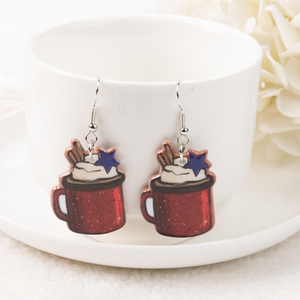 1 par de pendientes colgantes del Día DE LA Independencia del 4 de Julio café acrílico para mujer regalo de cumpleaños - Product Image 3