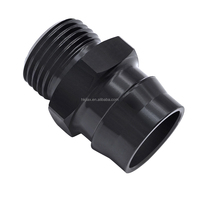 Adaptador de Manguera de Fluido Negro con Rosca Externa de 3/4-16 a Conector de 3/4 Pulgadas, Fabricado en Acero Inoxidable o Aluminio por CNC para Piezas de Automóvil