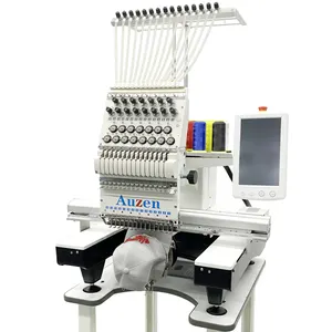 Auzen programmable embroidery machine door to door service digital industrial single head cap hat computer embroidery machines