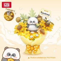 Loz7301-7425 Blocs de construction en plastique DIY, jouet Panda, bouquet de fleurs éternelles, rose, 40 pièces, petits blocs de construction