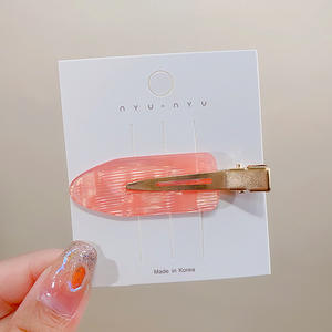 YHJ夏新しいデザインピンク甘いカスタムアセテートヘアクリップ韓国スタイルロマンスヘアピン女の子メイクアップダックビルクリップ - Product Image 6