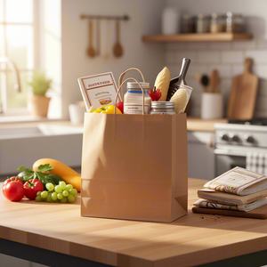 ถุงกระดาษคราฟท์พิมพ์ลายตามสั่ง ผลิตจากวัสดุรีไซเคิล พร้อมหูหิ้ว สร้างแบรนด์บรรจุภัณฑ์ของคุณด้วยโลโก้ สำหรับตลาดเกษตรกรและร้านขายสินค้าออร์แกนิก - Product Image 4