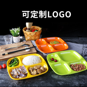 A5 Imitation Porcelain <b>Melamine</b> Creative Multi-Compartment Dinner <b>Plate</b>, Canteen Fast Food <b>Plate</b>, Rectangular Plastic School - Product Image 4