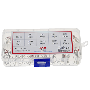 100 cái/hộp 10 giá trị NTC thermistor điện trở Kit NTC-MF58 2K 5K 10K 15K 20K 50K 100k 200k 500k 1M cảm biến nhiệt độ +/-5% 3950b - Product Image 1