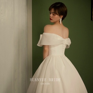Vestido de Novia de Cristal, Simple, Dulce, de Organza y Satén, de un Solo Hombro, 100% Algodón, Antiestático, Estilizador, Largo hasta el Suelo, para Quien lo Ponga - Product Image 6