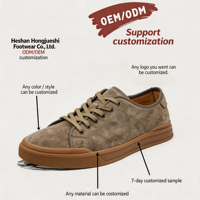 Chaussures décontractées rétro en daim faites à la main pour hommes - Style skate, confortables, tendance, toutes saisons, doublure en cuir de vachette