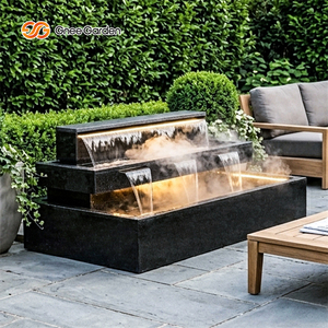 น้ำพุตั้งพื้นทรงสี่เหลี่ยมผืนผ้าแบบกันน้ำเคลือบสังกะสี รุ่น Gnee Garden Modern พร้อมไฟตกแต่งสำหรับสวนกลางแจ้ง - Product Image 1