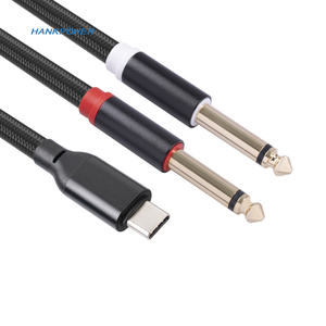 USB C çift 6.35mm 1/4 inç Stereo Splitter Y kablo <span class=keywords><strong>2</strong></span> in 1 tip C için 6.35 MM TS ses kablosu - Product Image 2