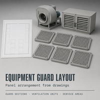 Panneau de protection de ventilateur en PRV avec service de découpe pour les unités de ventilation industrielles, les salles utilitaires et les zones de service d'équipement