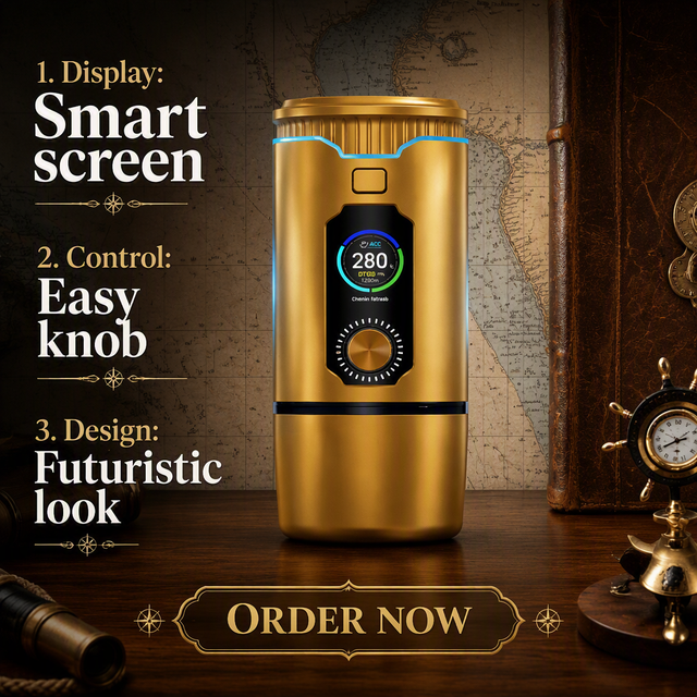 Luxury Aluminum Portable Mini Rechargeable Electronic Heat Management Device with Mirror Led Lighting for Shisha Hookah Gift Box