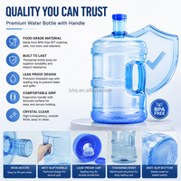 Bouteille d'eau de 5 gallons avec poignée, en plastique de qualité alimentaire, réutilisable pour distributeur d'eau, refroidisseur et utilisation quotidienne de l'eau potable