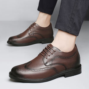 Zapatos Casuales de PU para Hombre, con Suela Gruesa y Elevación Invisible de 8 cm, Estilo Brogue Tallado, para Negocios, Bodas, con Suela de Goma - Product Image 4
