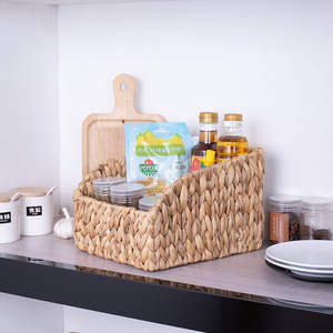 Panier de rangement rectangulaire en paille tressée fait main Bobai, organisateur d'épices de cuisine, conteneur alimentaire de bureau, type sur pied 0917 - Product Image 3