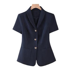 Costume d'été <span class=keywords><strong>professionnel</strong></span> pour femmes robe à manches courtes bouton décoration pour travail bijouterie hôtel réception gestionnaire tenue - Product Image 4