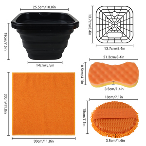 <span class=keywords><strong>Kit</strong></span> de lavage de <span class=keywords><strong>voiture</strong></span> 5 pièces certifié GRS avec seau pliable, éponge de lavage, serviette en microfibre et serviettes de séchage - Product Image 4