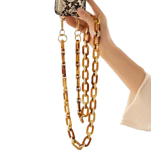 2026 New Trendy Candy Color Acrylic Phone Chain Lanyard Strap Fashionable Metal Crossbody Style Cell Phone Strap Compatible
