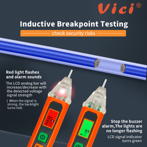 ไฟฉาย LED แสดงสัญญาณ LCD vicimeter ไฟฉายสัญญาณเตือนเครื่องตรวจจับแรงดันไฟฟ้ากระแสสลับปากกา12V-1000V <span class=keywords><strong>Live</strong></span>/Neutral line <span class=keywords><strong>Tester</strong></span> - Product Image 3