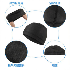 Men's Summer Motorcycle Riding Cap Helmet Liner Inner Liner Sweat Wicking Quick Drying Black Solid Color Adult Size - Product Image 1