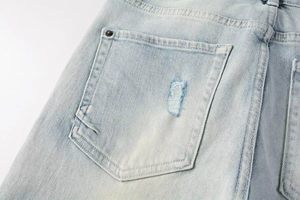 Nouveauté Ksubiy Jeans slim fit pour homme Coupe droite Taille mi-haute Vintage Y2K Hip Hop Stonewashed Déchiré Distressed Qualité - Product Image 4
