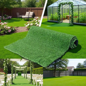 หญ้าเทียมพรีเมียม ขนาด 3 ฟุต x 32 ฟุต ความสูงของเส้นหญ้า 1.5 ซม. มีรูระบายน้ำ ด้านหลังเป็นยาง แผ่นปูพื้นหญ้าสำหรับกลางแจ้ง ทนทาน สีเขียว - Product Image 2