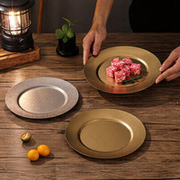 Assiette en acier inoxydable épaissie de style japonais rétro, finition vieillie, écologique, durable, pour steak, dessert, dîner, hôtels