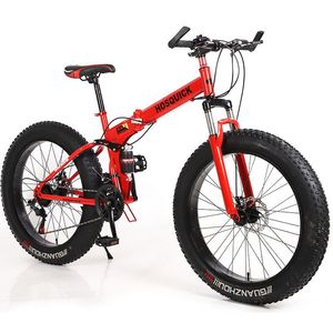 Bici da Montagna Pieghevole per Spiaggia e Neve, Pneumatici Allargati 26*4.0 Pollici, 24 Velocità, Freno a Disco, Sospensione Anteriore, Sgancio Rapido - Product Image 4