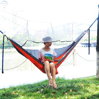 Hamac anti-moustiques simple/double transfrontalier en tissu parachute, anti-retournement, haute capacité de charge, pour camping extérieur, 280 kg