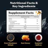 Palitos de Miel de Shilajit Puro del Himalaya, Marca Privada OEM, Venta al Por Mayor, 30 Unidades, HALAL, Vegano, Ácido Fúlvico, Suplemento Energético con Azafrán