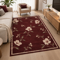 Bestseller Vintage Weicher Burgunderroter Perserteppich Weicher Klassischer Blumenteppich für Wohnzimmer Waschbar Rutschfest Schlafzimmerteppiche