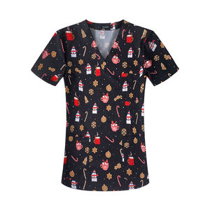Top Sell Impreso Enfermera Médico Scrubs Navidad Impreso Scrub 3 Bolsillo Dental Médico Personalizado Scrub Unisex Enfermería Tops - Product Image 5
