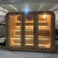 Cabine de sauna en bois de luxe Thermo Pine Cube Nouveau design avec panneau de commande en bois massif et ordinateur