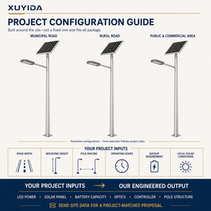 Système d'éclairage solaire de rue XUYIDA IP66, luminaire LED monté sur poteau avec contrôleur intelligent et puces LED à haut lumen, OEM ODM - Product Image 2