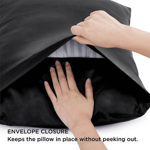 Lot de 2 taies <span class=keywords><strong>d</strong></span>'<span class=keywords><strong>oreiller</strong></span> <span class=keywords><strong>en</strong></span> <span class=keywords><strong>satin</strong></span> tissé avec fermeture à rabat pour la maison et l'hôtel – Bénéfices rafraîchissants et soin de la peau – Cadeau unisexe - Product Image 4