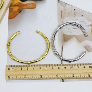 Unisex Colarmix 18K Gold Plated Bamboo-Patterned Polished Punk Style Wedding Chunky Cuff <b>Bangle</b> - Product Image 6