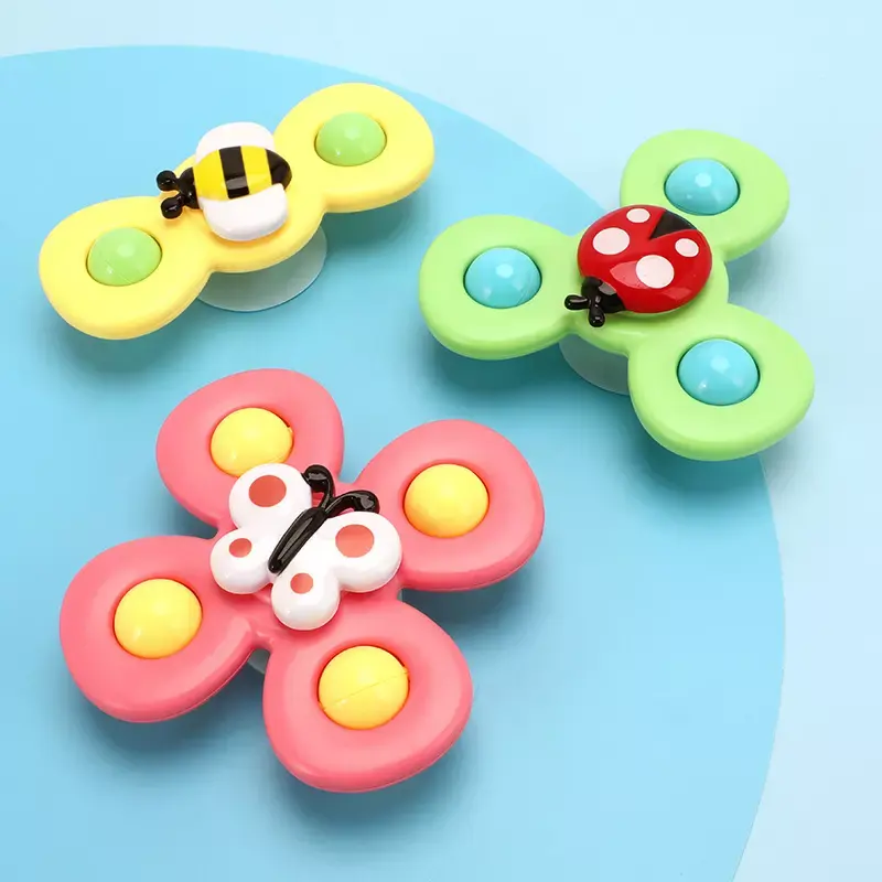 Baby Bath Toys 3Pieces Set Suction Cup Type Baby Fidget Spinners Spinning Rattle Toy For Children