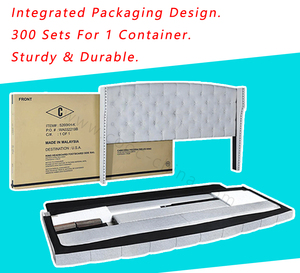 Cama de plataforma tapizada con mechones modernos de lujo Marco de cama doble tamaño <span class=keywords><strong>King</strong></span> Queen con cabecero - Product Image 2