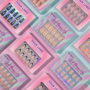 Uñas Postizas Personalizadas Hechas a Mano al por Mayor, 32 Piezas, Almendradas y Cuadradas, Uñas Francesas, Kit de Uñas Postizas Adhesivas - Product Image 1