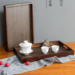 Plateau à thé en bambou avec théière et tasses en céramique, plateau de service rectangulaire pour cérémonie du thé, style chinois - Product Image 2