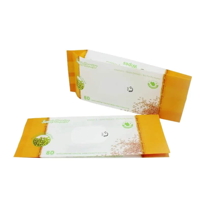 side gusset plastic sealing baby wet wipes bag with sticker