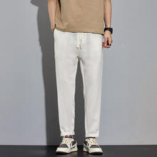 <span class=keywords><strong>Pantaloni</strong></span> larghi da uomo in <span class=keywords><strong>lino</strong></span> estivo e autunnale, <span class=keywords><strong>pantaloni</strong></span> dritti da nove pollici di grandi dimensioni, <span class=keywords><strong>pantaloni</strong></span> Casual Trendy e dimagranti - Product Image 5