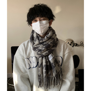 オリジナルロゴ刺繍入り メンズ 冬用ニットネックウォーマー ソフトアクリル混 バルク卸売ギフトマフラー - Product Image 2