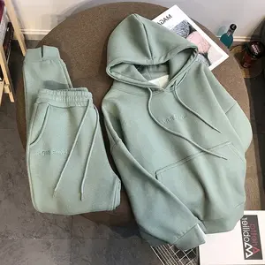 厚くプラスベルベットルーズフード付きセーターレギンスパンツスーツスポーツレジャースーツ女性 - Product Image 1