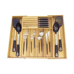 Organisateur de tiroir de cuisine moderne et durable en bambou, prêt à l'emploi, extensible, pour couverts (50x43x5cm) (porte-couteaux) - Product Image 5