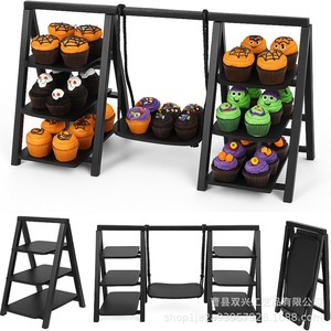 Expositor de cupcakes de Halloween de 3 pisos, decoraciones reutilizables para mesa de fiesta - Product Image 5