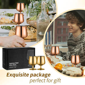 Copa de vino tinto de 360ML, copa de Martini de lujo de 12 Oz, copa de acero inoxidable, 2 piezas, copa de champán de boda con caja - Product Image 6