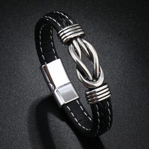 Black and Blue Hand Woven <b>Leather</b> <b>Bracelet</b> with Alloy Magnetic Buckle Christmas Party Gifts - Product Image 3