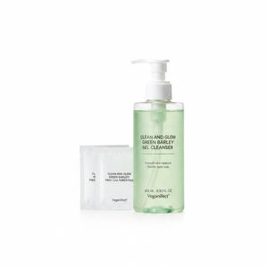 Trolls Edition Veganifect Clean Glow Green <b>Barley</b> Gel Cleanser 205ml Set Good Quality with 4P Toner Pad Trolls Heart Keyring - Product Image 2