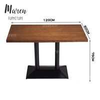 Meubles en bois modernes et simples, table ronde carrée de petite taille avec pieds en métal et plateau en marbre, tables de cuisine, de bar, de restaurant pour les cafés